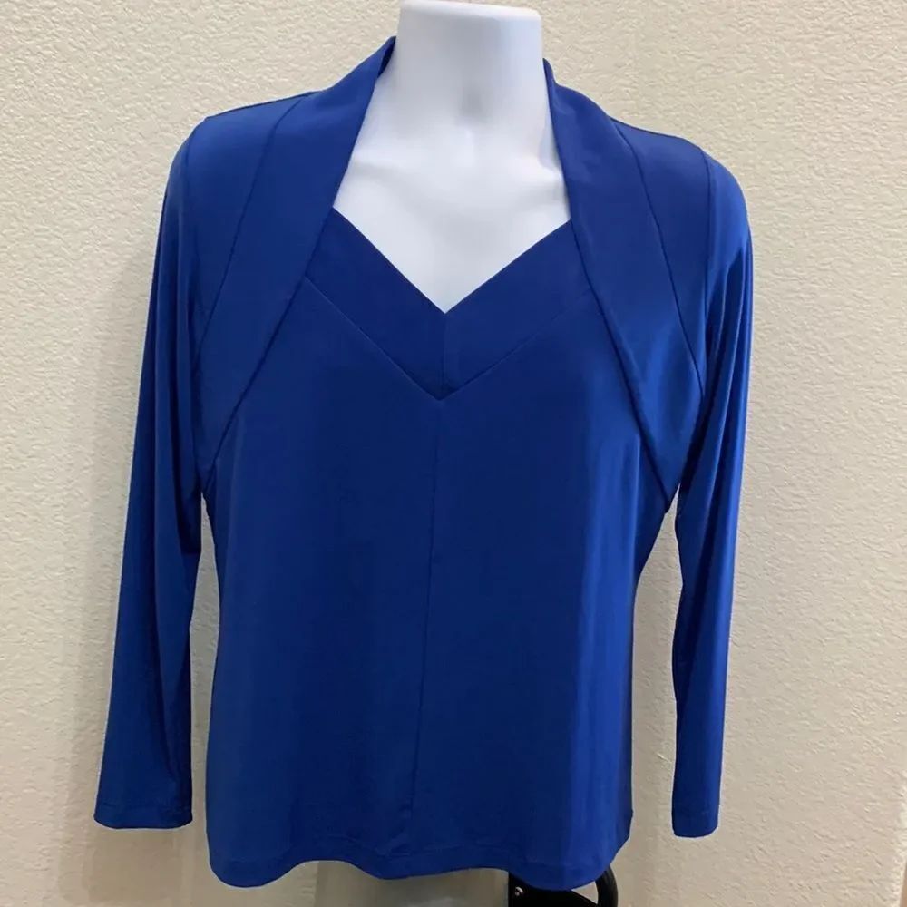 Simonton Says By George Simonton Medium Royal V Neck Long Sleeved Woman’s Top